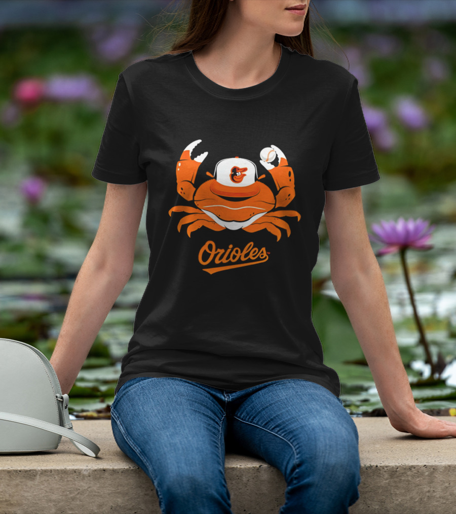 Baltimore Orioles Crab Mascot With Baseball Cap T-Shirt