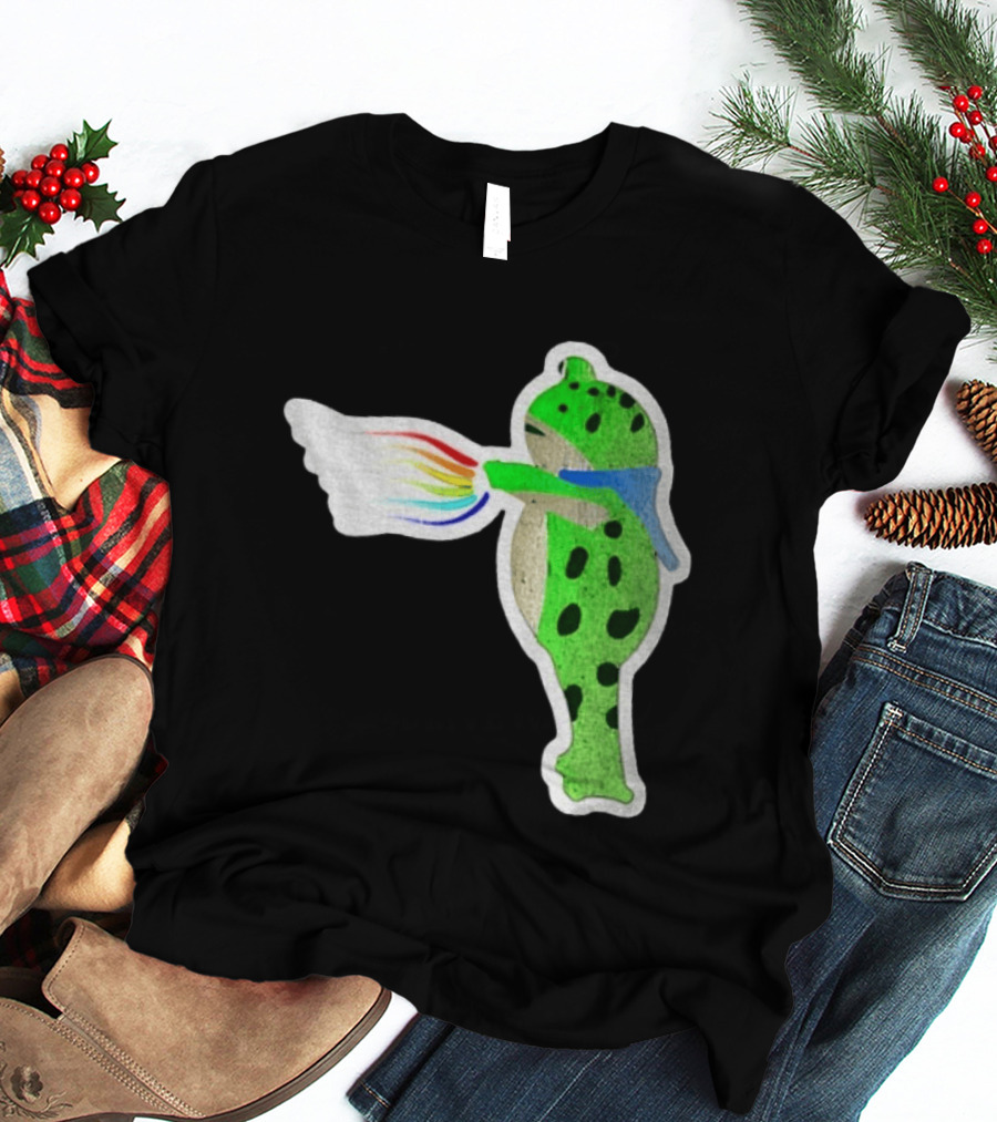 Portland Frog Holding Rainbow Flag LGBT Pride Anti Maga Protest T-Shirt