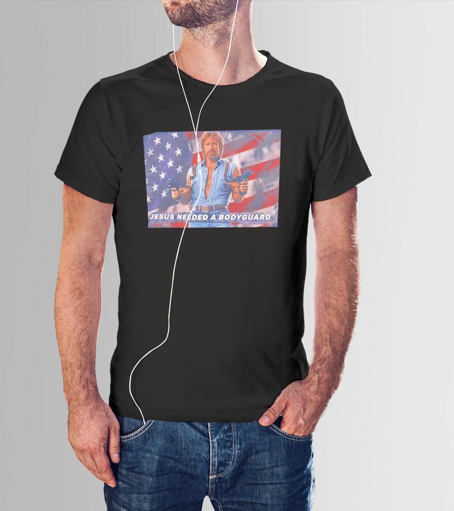 Jesus Needed A Bodyguard Chuck Norris USA Flag T-Shirt