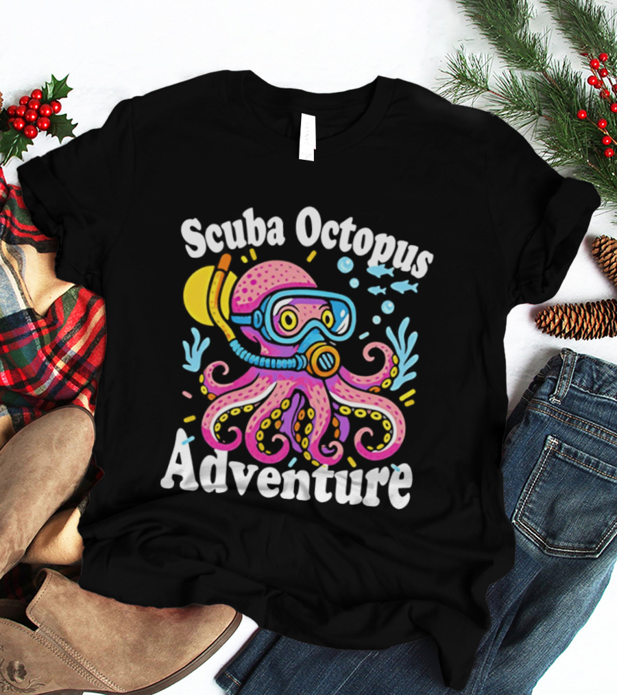 Scuba Octopus Adventure Snorkeling Deep Sea Journey T-Shirt