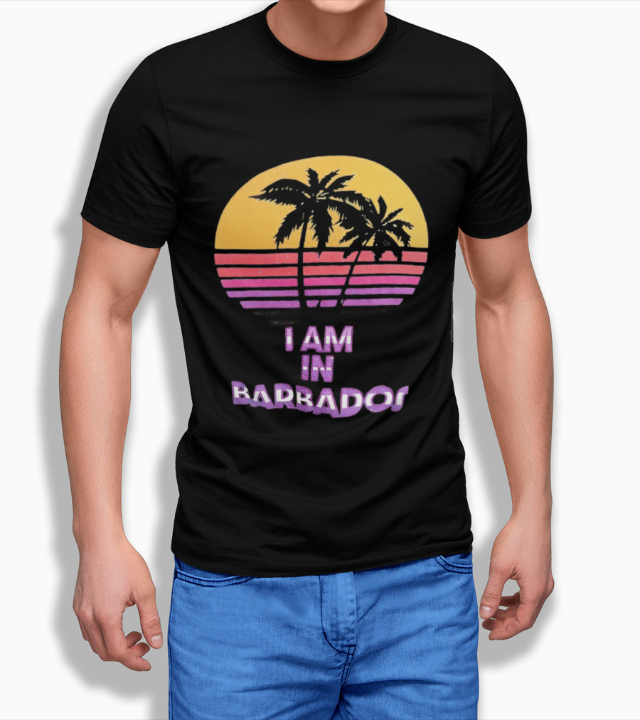 I Am In Barbados Tropical Sunset And Palm Trees T-Shirt