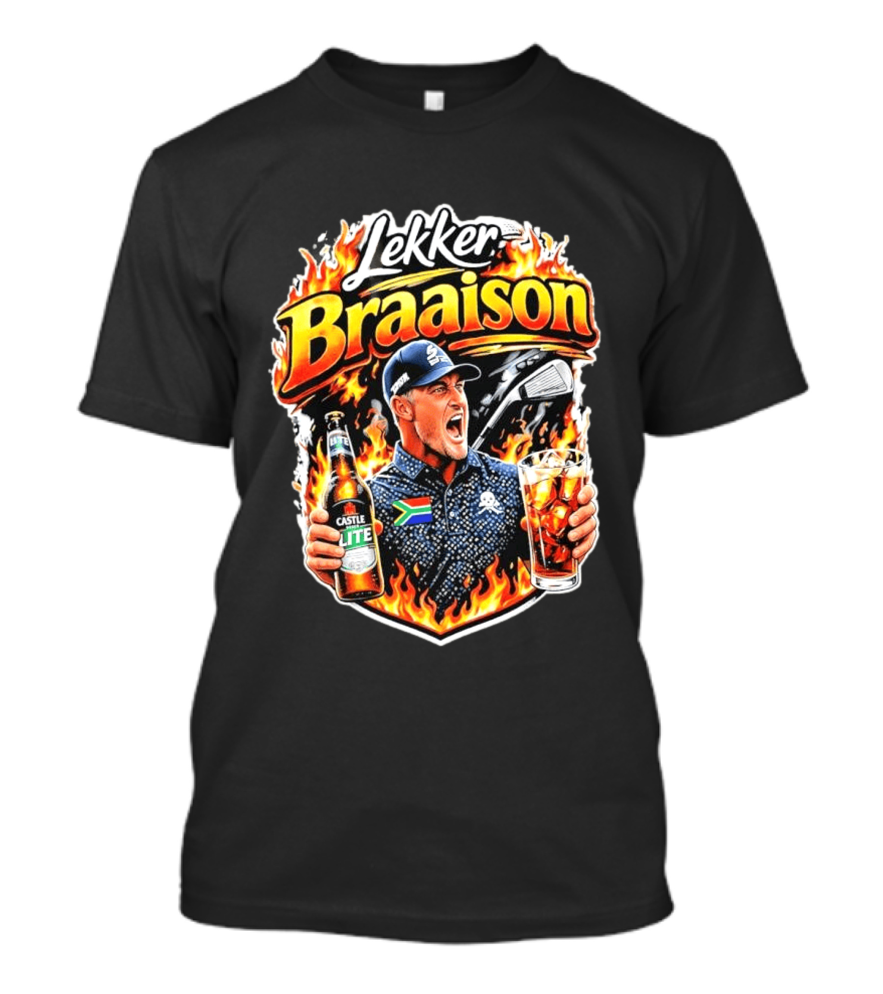 Lekker Braaison Bryson DeChambeau Castle Lite South Africa Golf T-Shirt