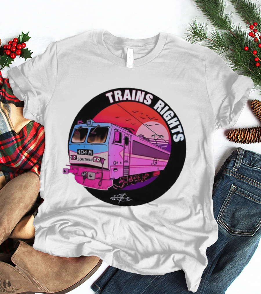 4D4M Something Trains Rights Sunset Train T-Shirt