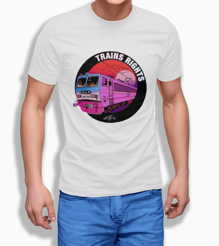 4D4M Something Trains Rights Sunset Train T-Shirt