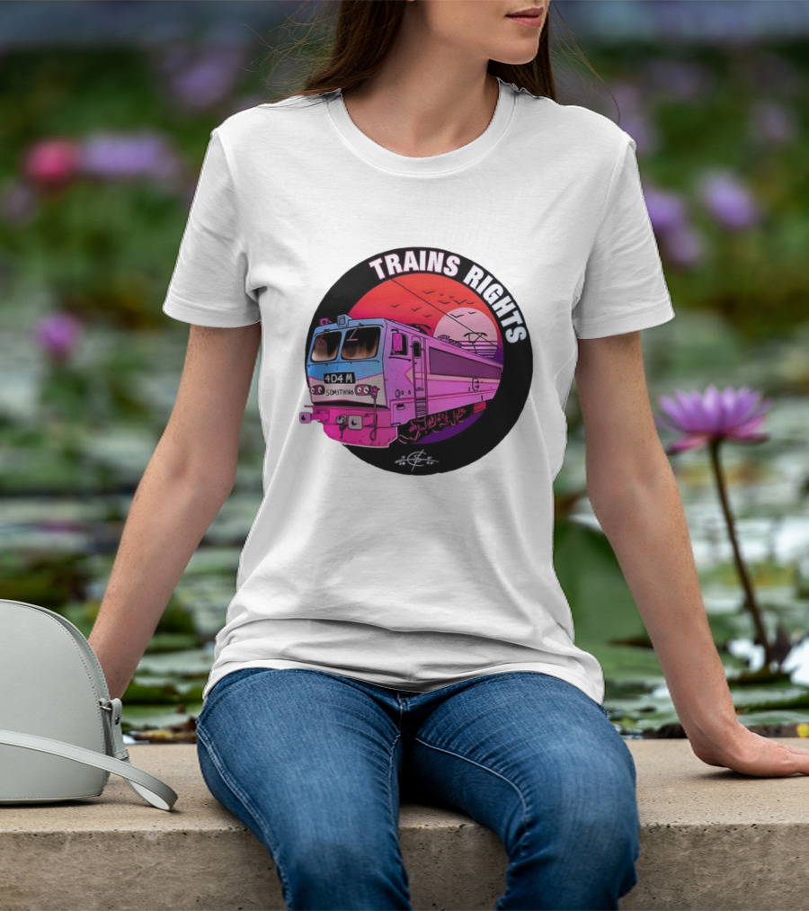 4D4M Something Trains Rights Sunset Train T-Shirt