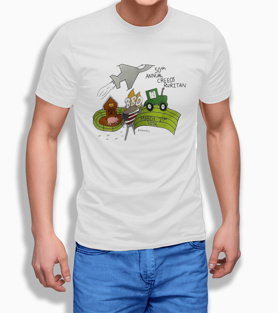 50th Annual Creeds Ruritan March 21st 2026 Farm Scene With Tractor And Barn T-Shirt