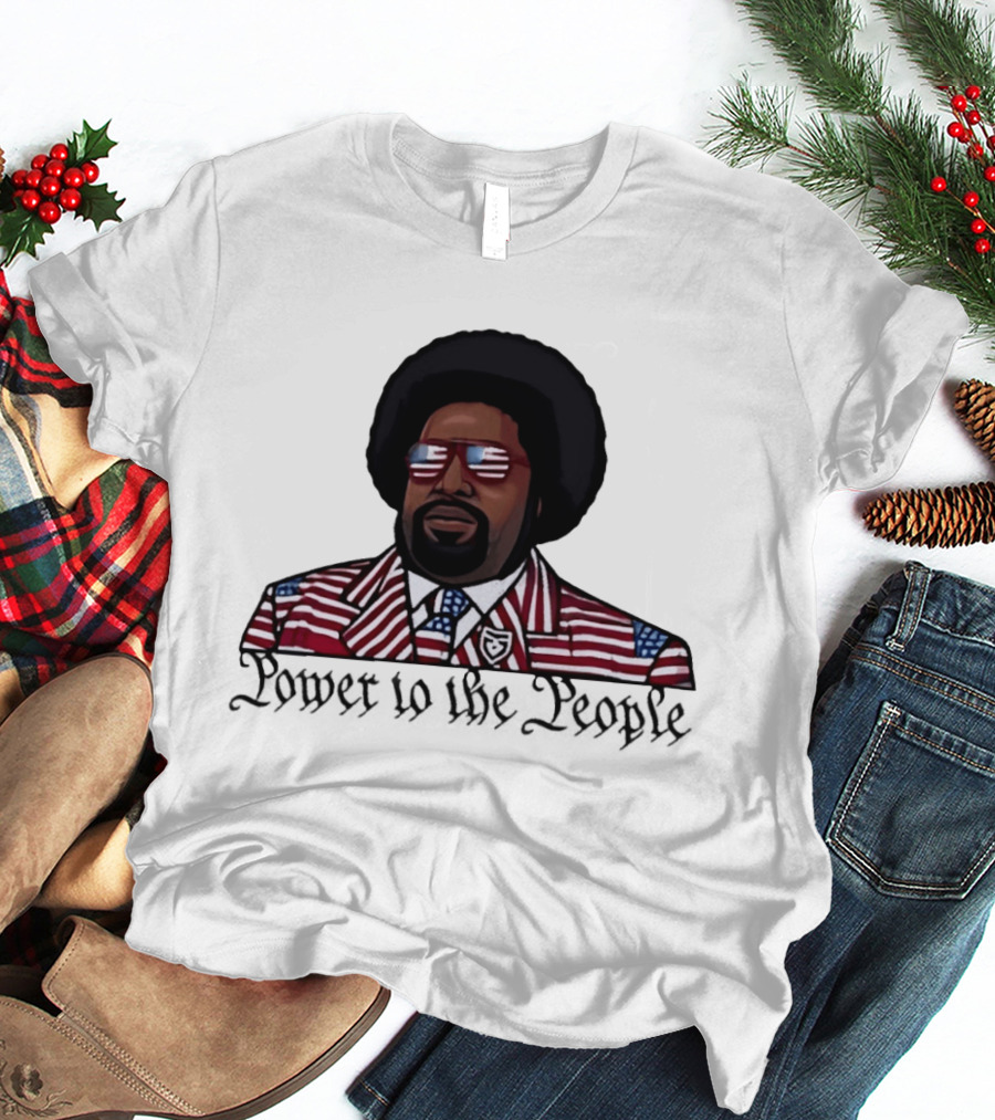 Afro Man American Flag Suit Power To The People T-Shirt