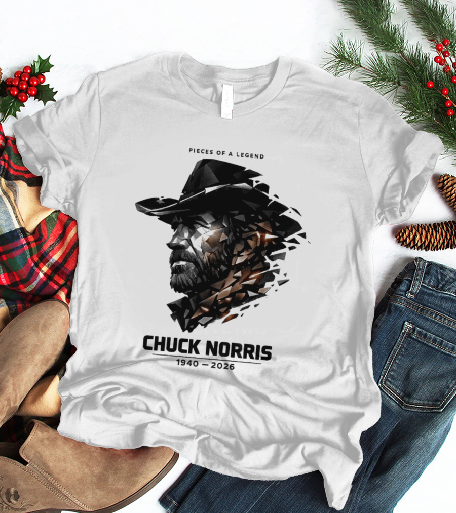 Chuck Norris Pieces Of A Legend 1940 2026 Cowboy Hat Triangular Fragmentation T-Shirt