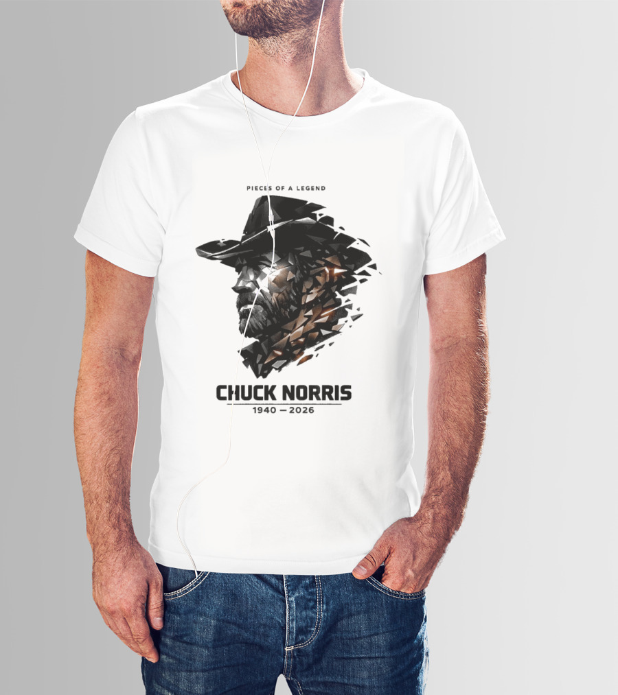 Chuck Norris Pieces Of A Legend 1940 2026 Cowboy Hat Triangular Fragmentation T-Shirt