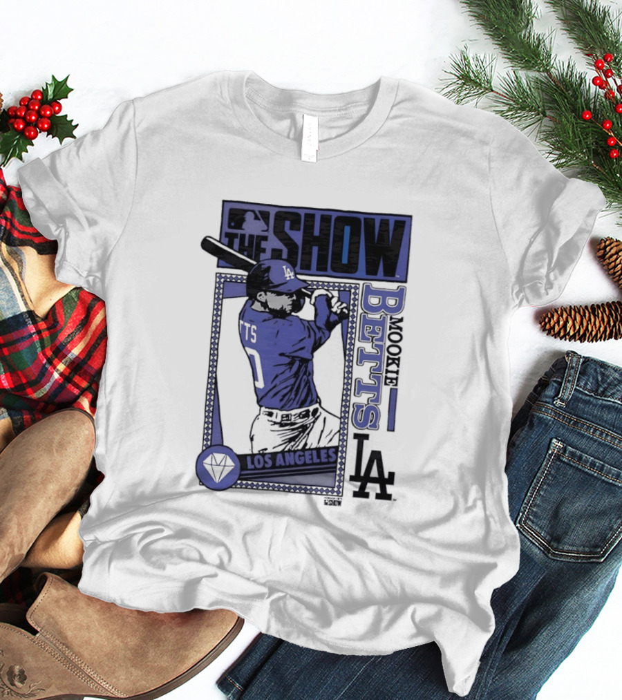 MLB The Show Mookie Betts 50 Los Angeles Dodgers Caricature T-Shirt