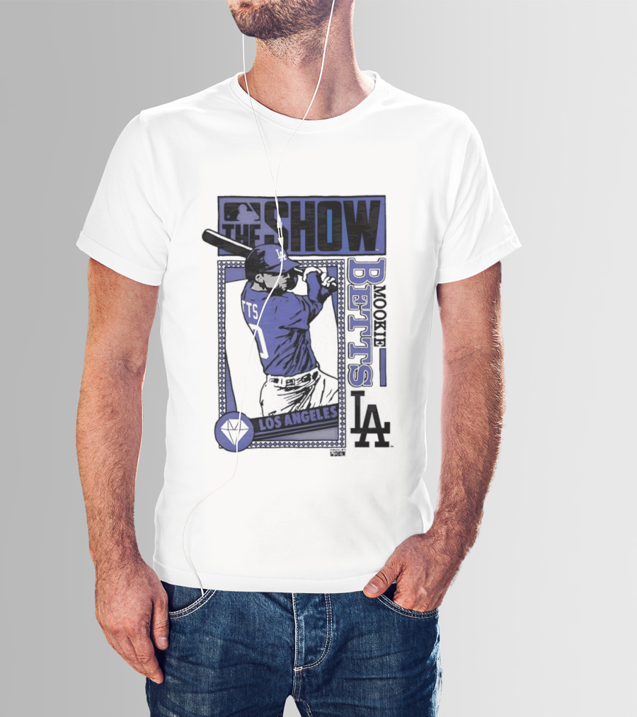 MLB The Show Mookie Betts 50 Los Angeles Dodgers Caricature T-Shirt