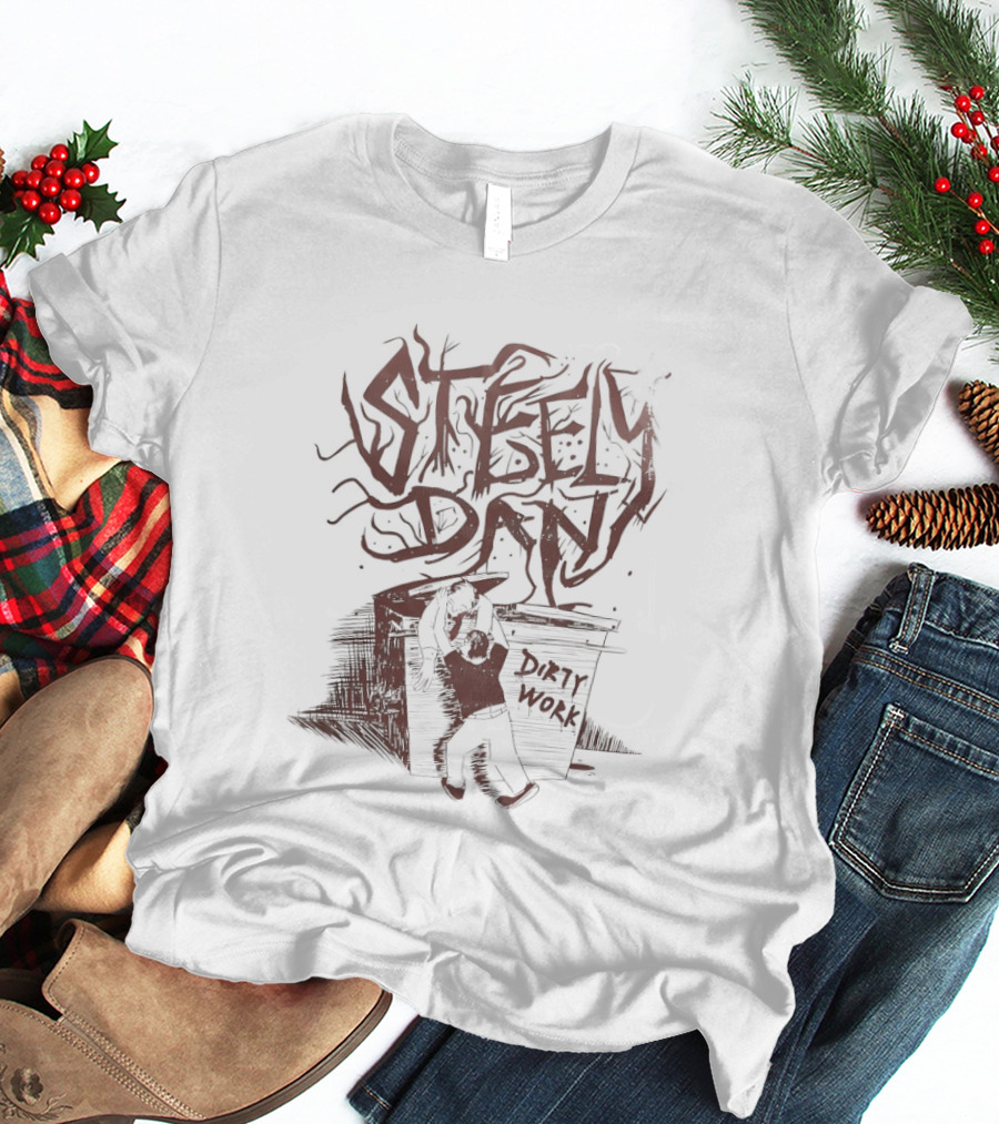 Steely Dan Dirty Work Album Artistic Block Lettering T-Shirt