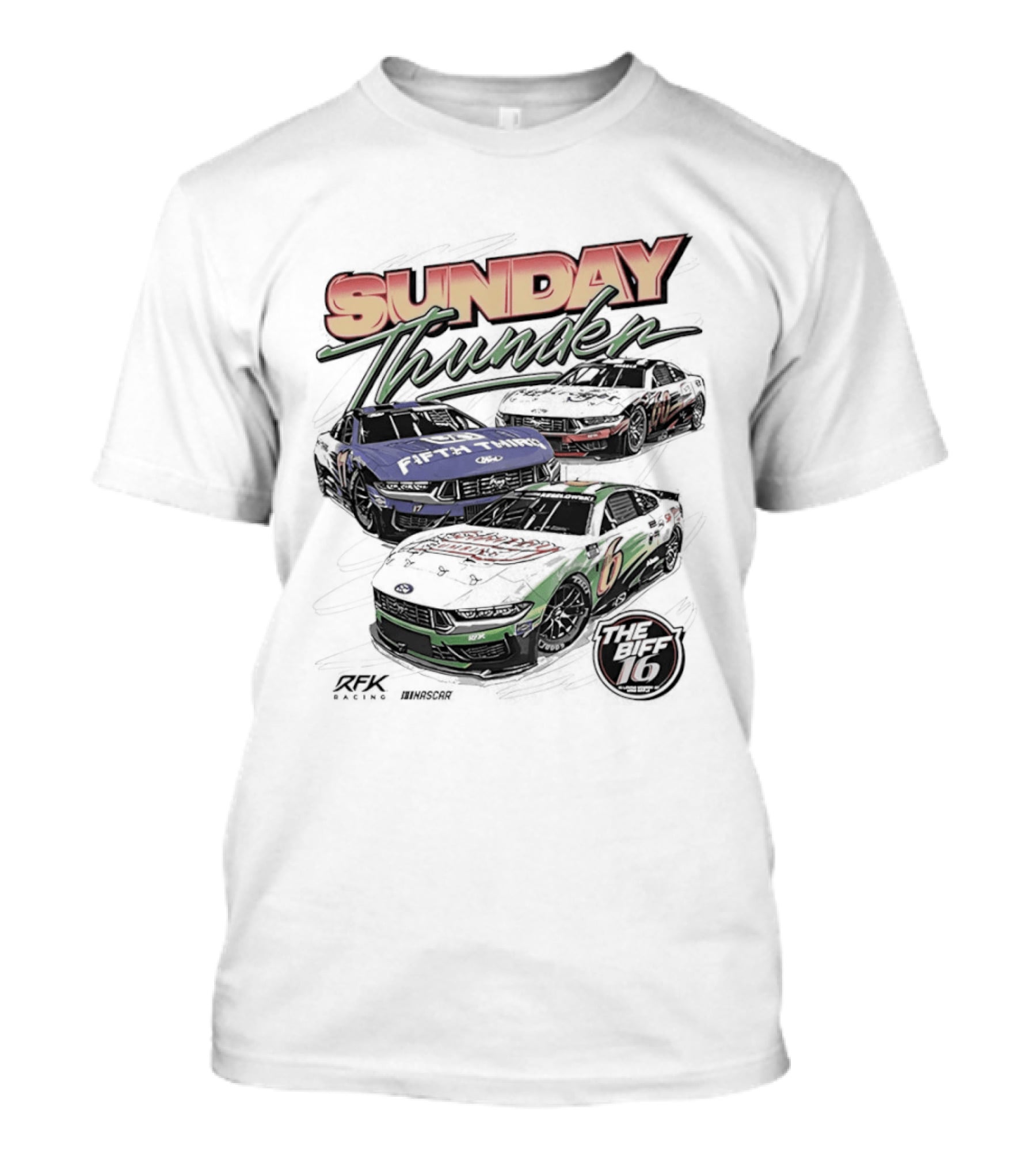 Sunday Thunder RFK Racing 2026 Darlington 6 Car Racing Event T-Shirt