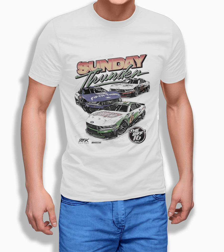 Sunday Thunder RFK Racing 2026 Darlington 6 Car Racing Event T-Shirt