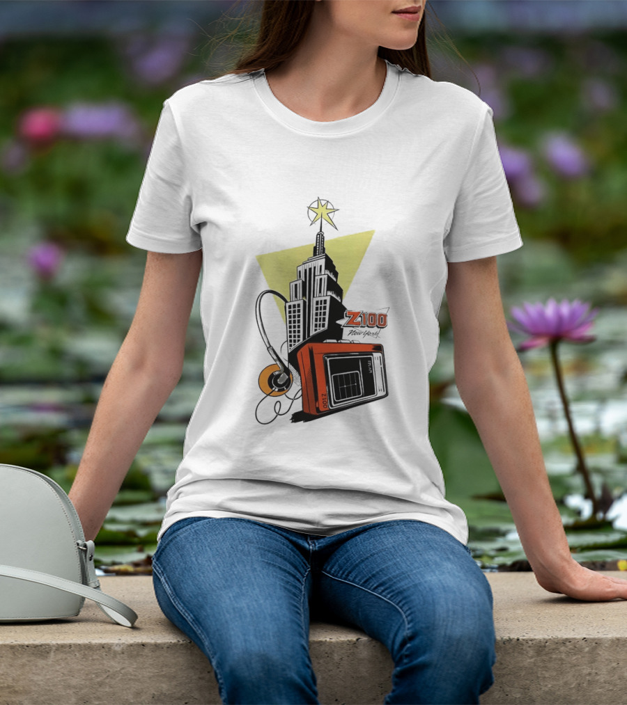 Z100 New York Retro Radio And Empire State Building Star T-Shirt