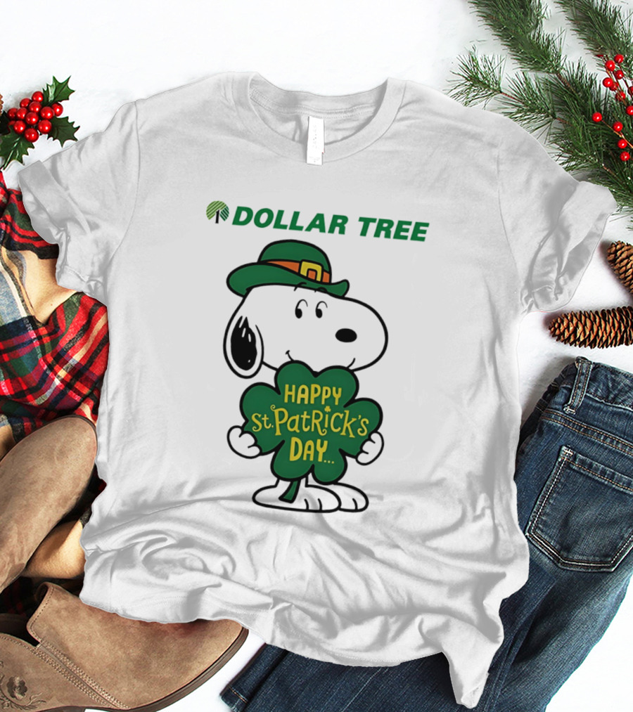 Dollar Tree Snoopy Happy St. Patrick's Day 2026 Clover Hat T-Shirt