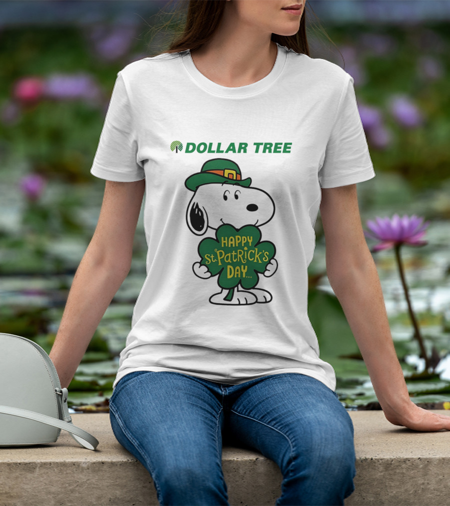 Dollar Tree Snoopy Happy St. Patrick's Day 2026 Clover Hat T-Shirt