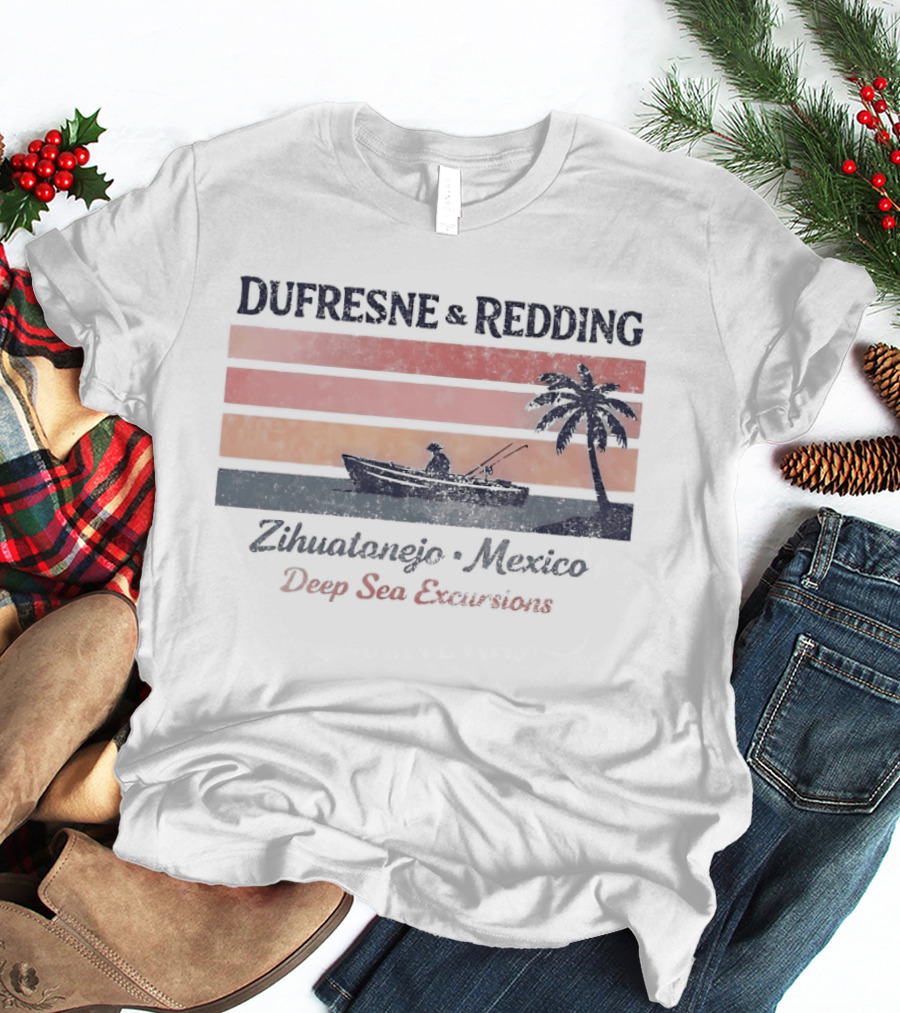 Dufresne And Redding Zihuatanejo Mexico Deep Sea Fishing Adventure Retro Palm Sunset T-Shirt
