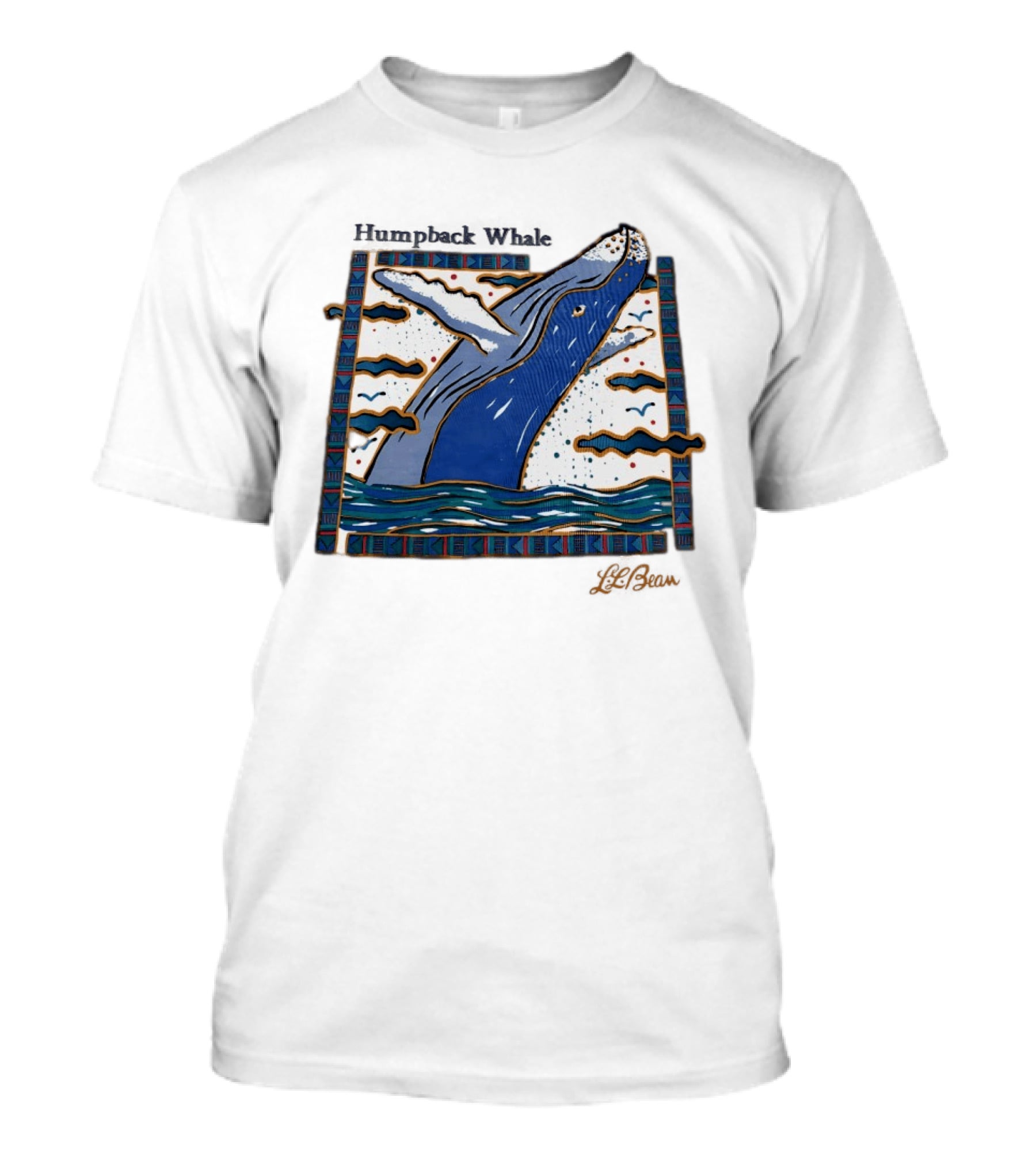 Humpback Whale Maritime Art 1990s Vibe Splashing Waves And Clouds Scene T-Shirt