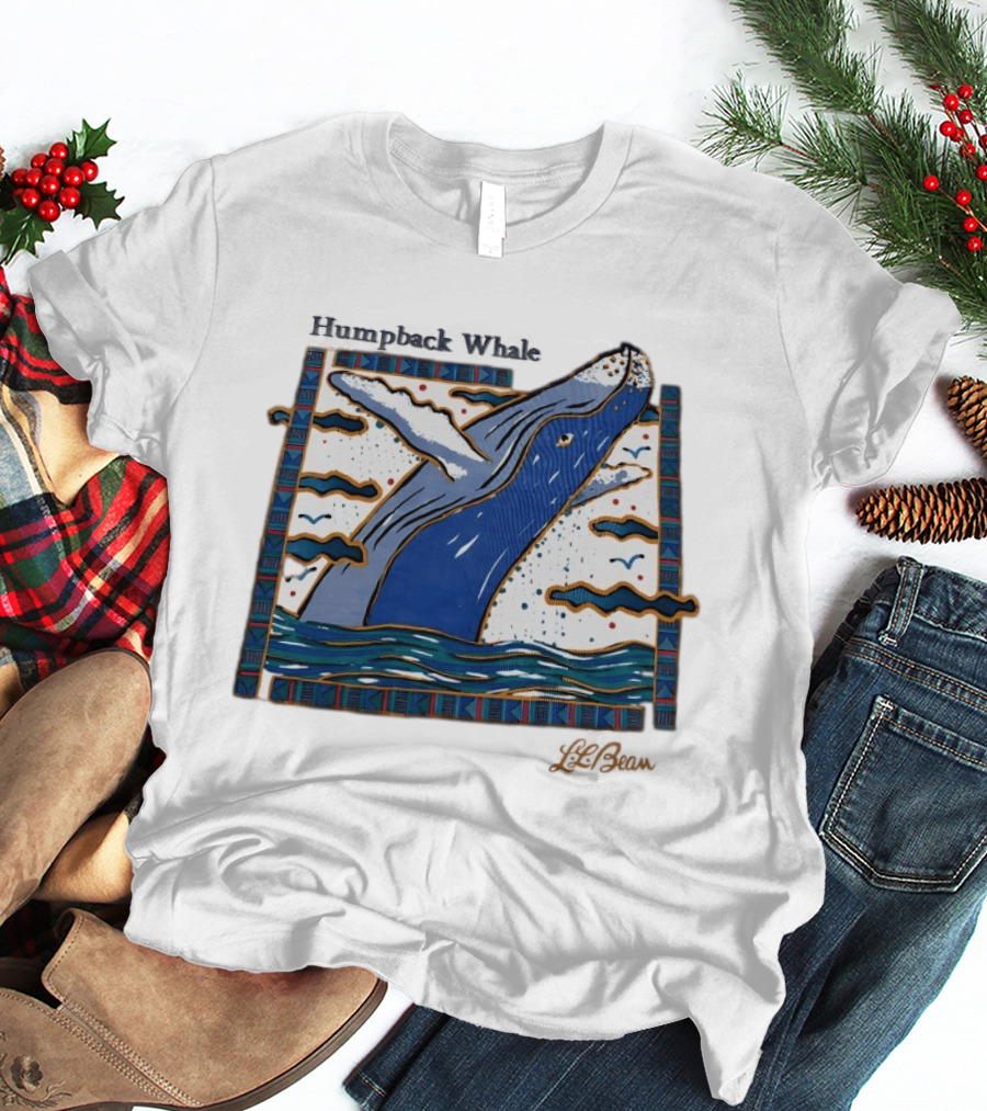 Humpback Whale Maritime Art 1990s Vibe Splashing Waves And Clouds Scene T-Shirt