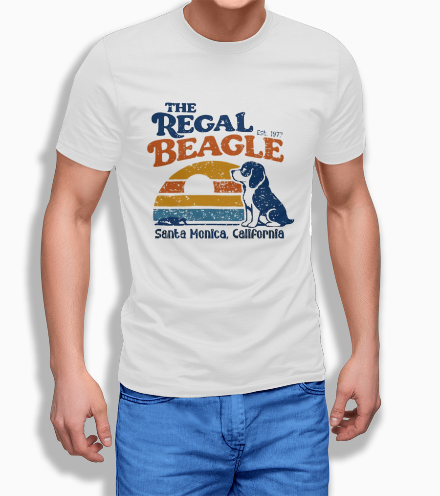 The Regal Beagle Santa Monica California Est 1977 Vintage Sunset Dog T-Shirt