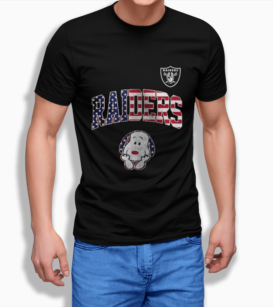Las Vegas Raiders Peanuts Snoopy USA America 250th Anniversary T-Shirt