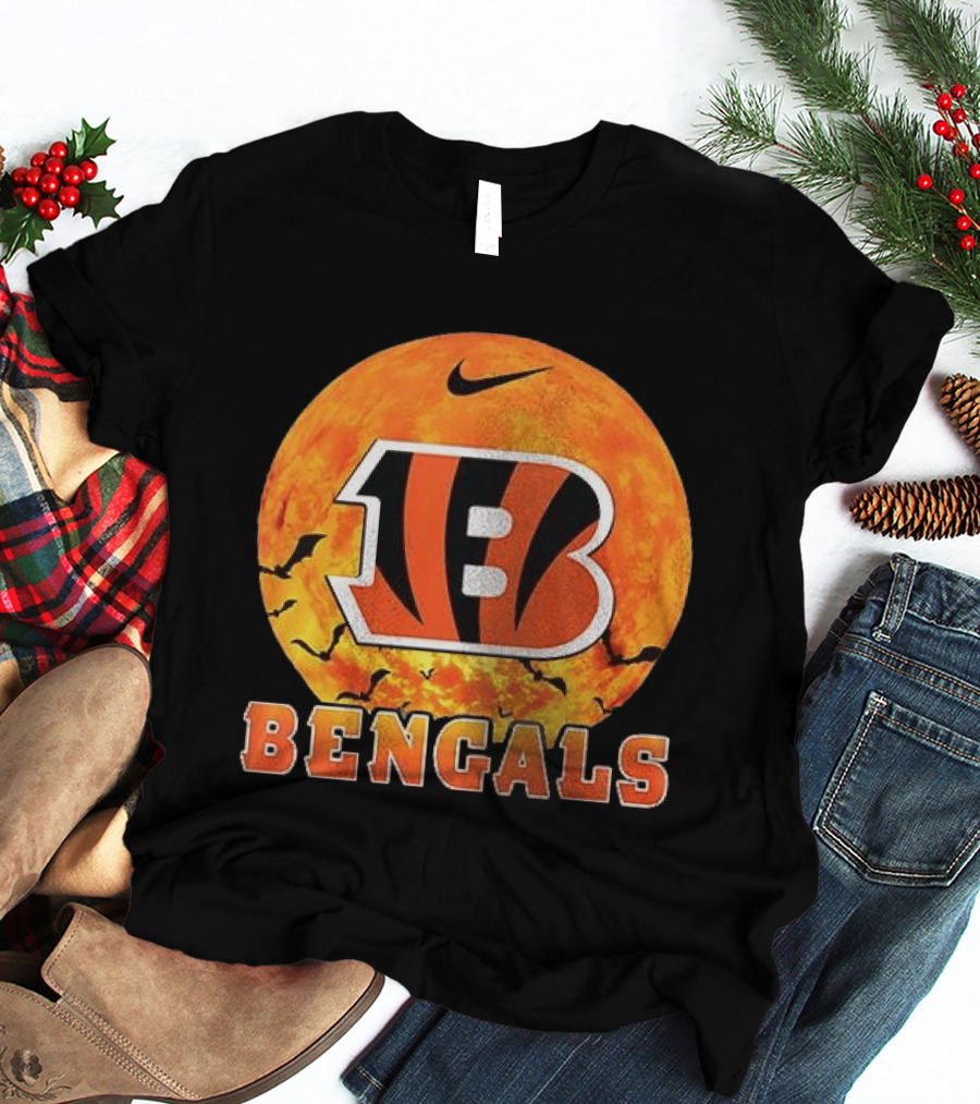 Cincinnati Bengals Halloween Nike Bats Pumpkin T-Shirt