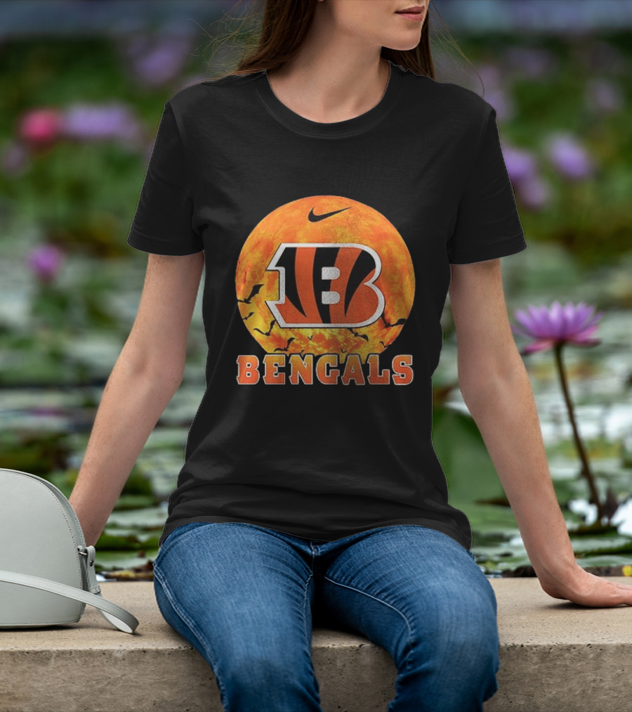 Cincinnati Bengals Halloween Nike Bats Pumpkin T-Shirt