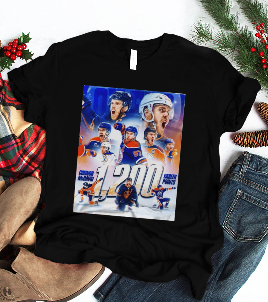 Connor McDavid 1200 Career Points NHL Record T-Shirt