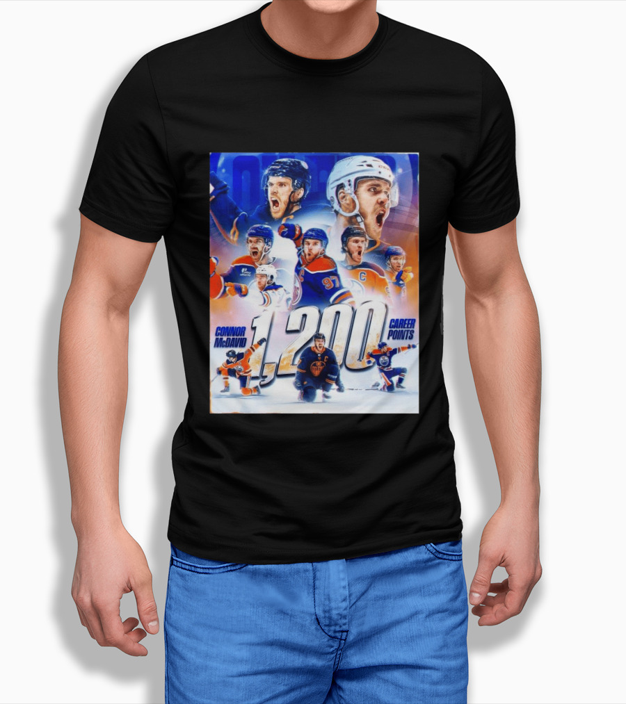 Connor McDavid 1200 Career Points NHL Record T-Shirt