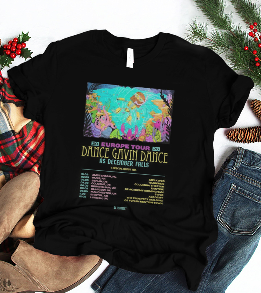 Dance Gavin Dance As December Falls 2026 UK EU Tour Schedule Dates T-Shirt