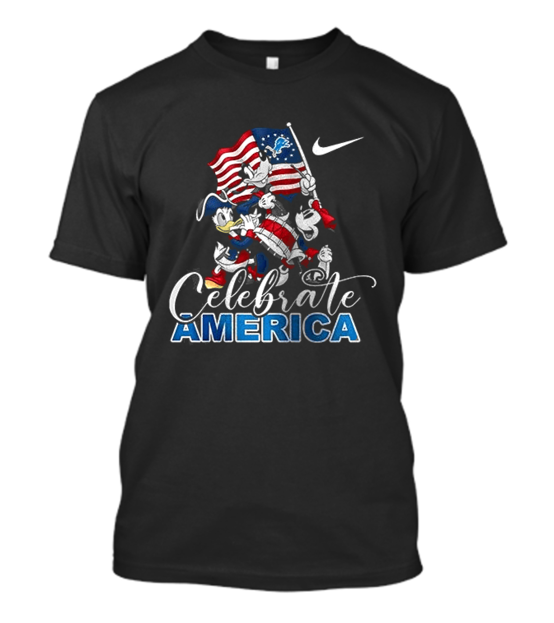 Detroit Lions Mickey Mouse Celebrate America 250th Anniversary Nike T-Shirt