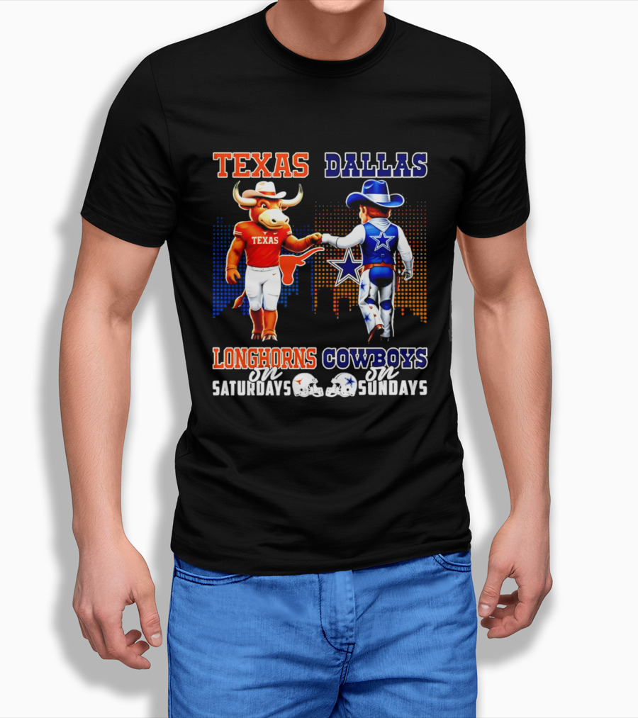 Texas Longhorns Saturdays Dallas Cowboys Sundays Skyline T-Shirt