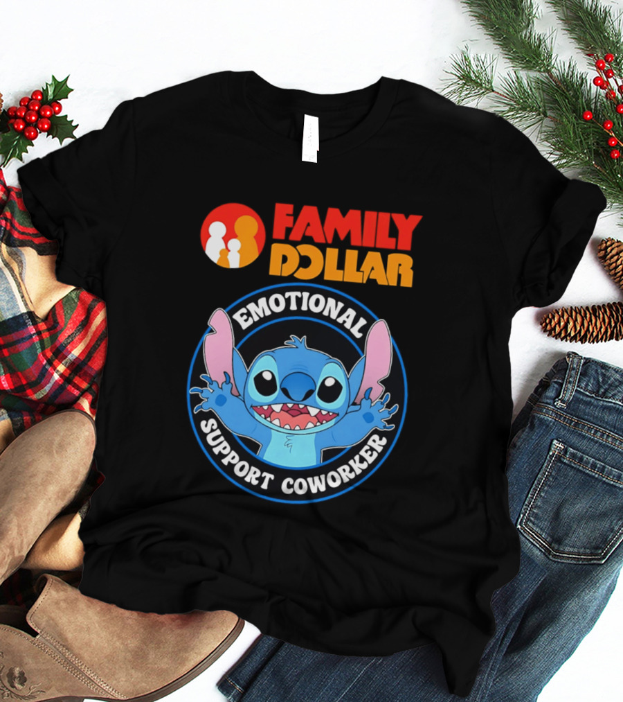 Family Dollar Emotional Support Coworker Stitch T-Shirt