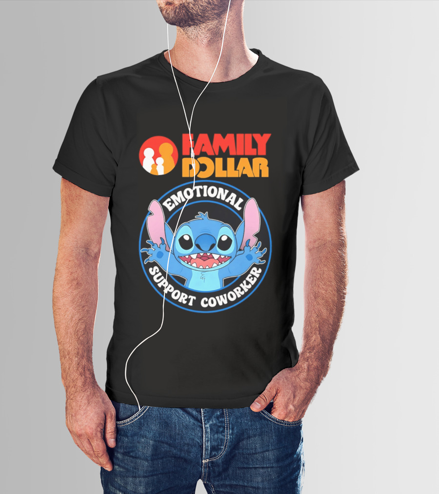 Family Dollar Emotional Support Coworker Stitch T-Shirt