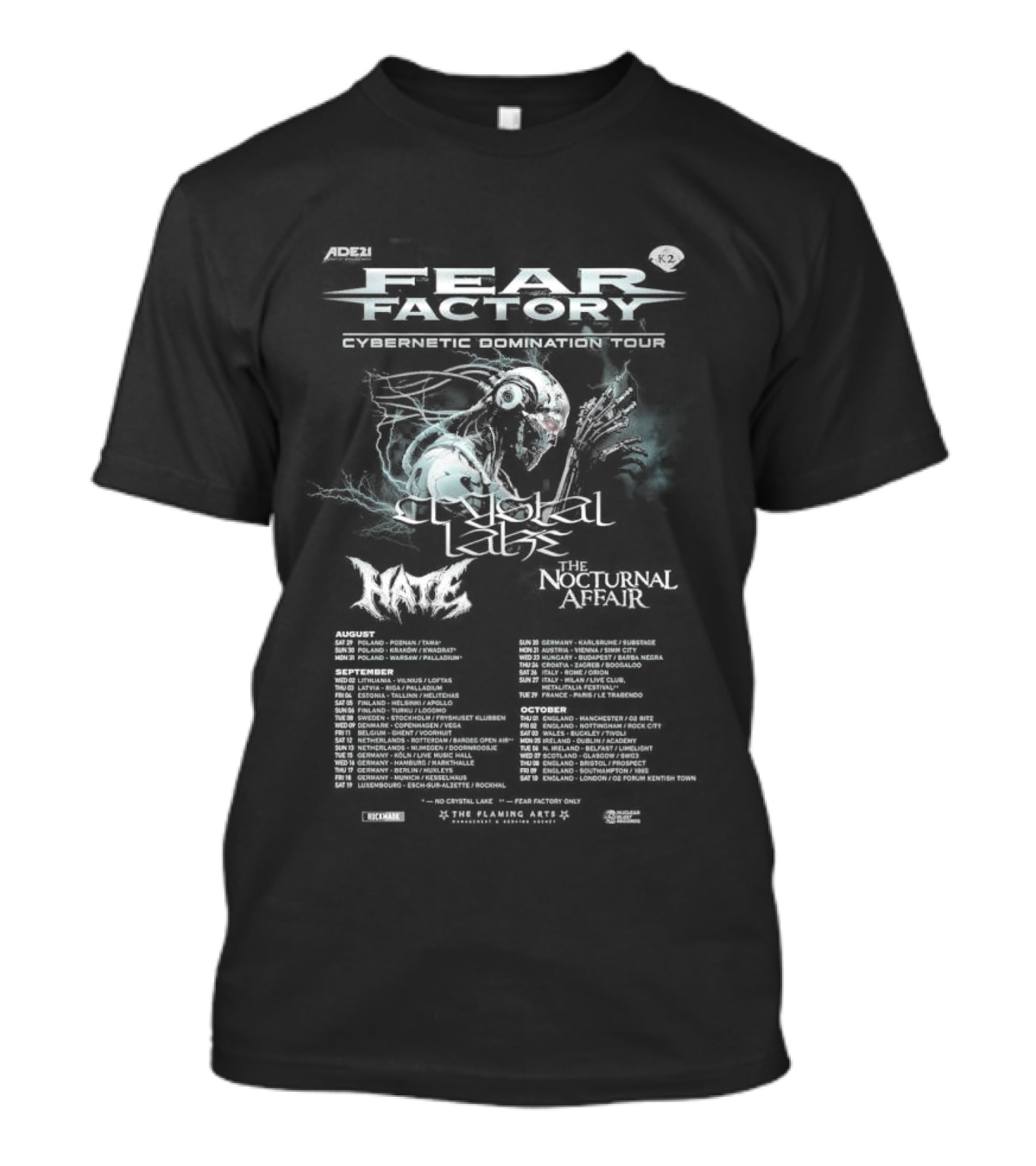 Fear Factory Cybernetic Domination Europe UK Tour 2026 Dates T-Shirt