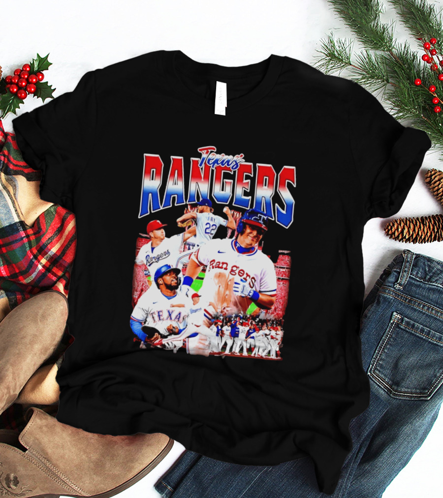 Texas Rangers Celebrate Baseball Team Collage 2025 T-Shirt