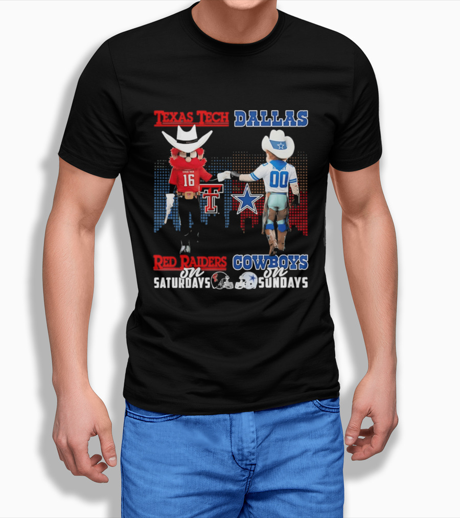 Texas Tech Red Raiders Saturdays Dallas Cowboys Sundays Skyline T-Shirt