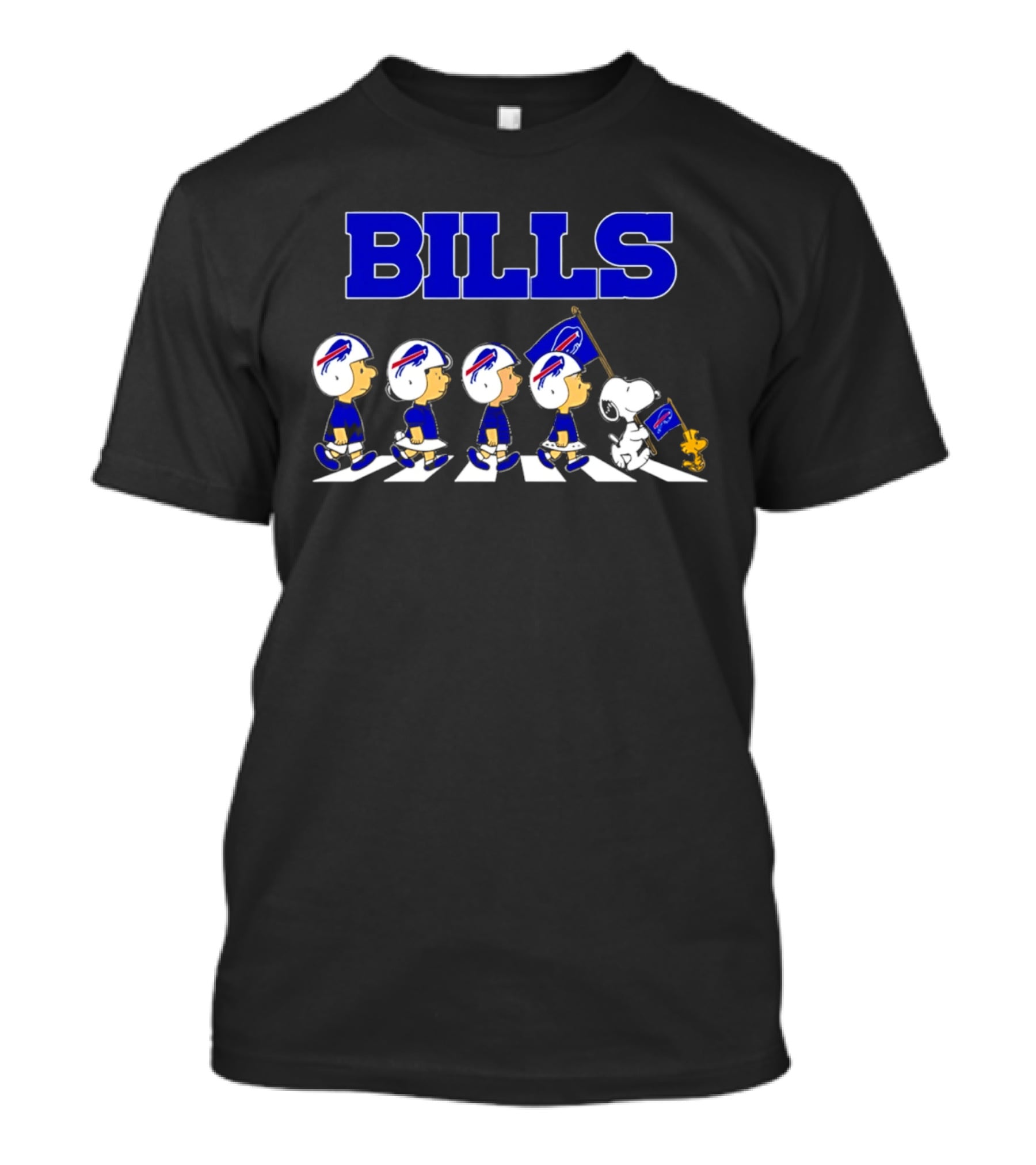 Peanuts Buffalo Bills Football Flag Abbey Road Walking T-Shirt