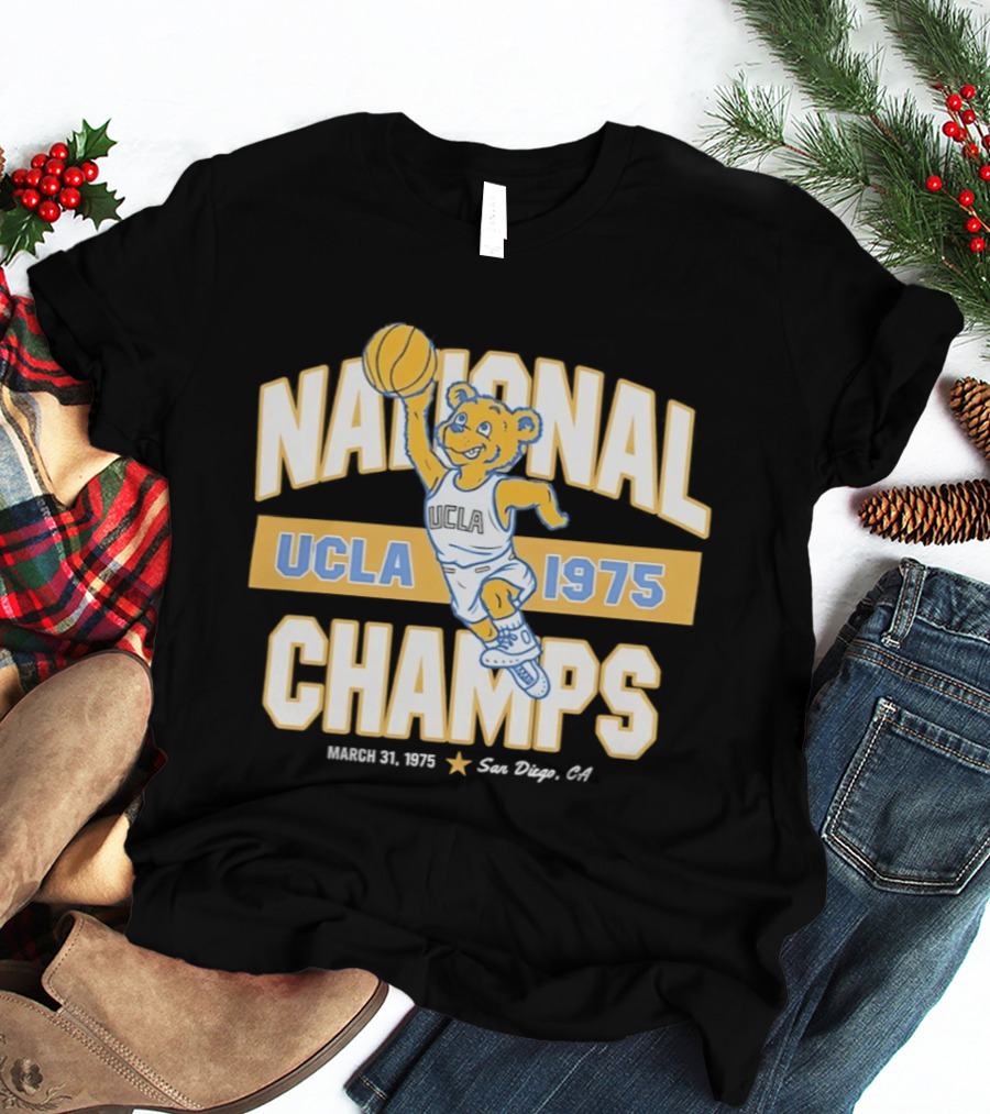 UCLA Bruins National Champs 1975 March 31 San Diego Basketball Bear T-Shirt