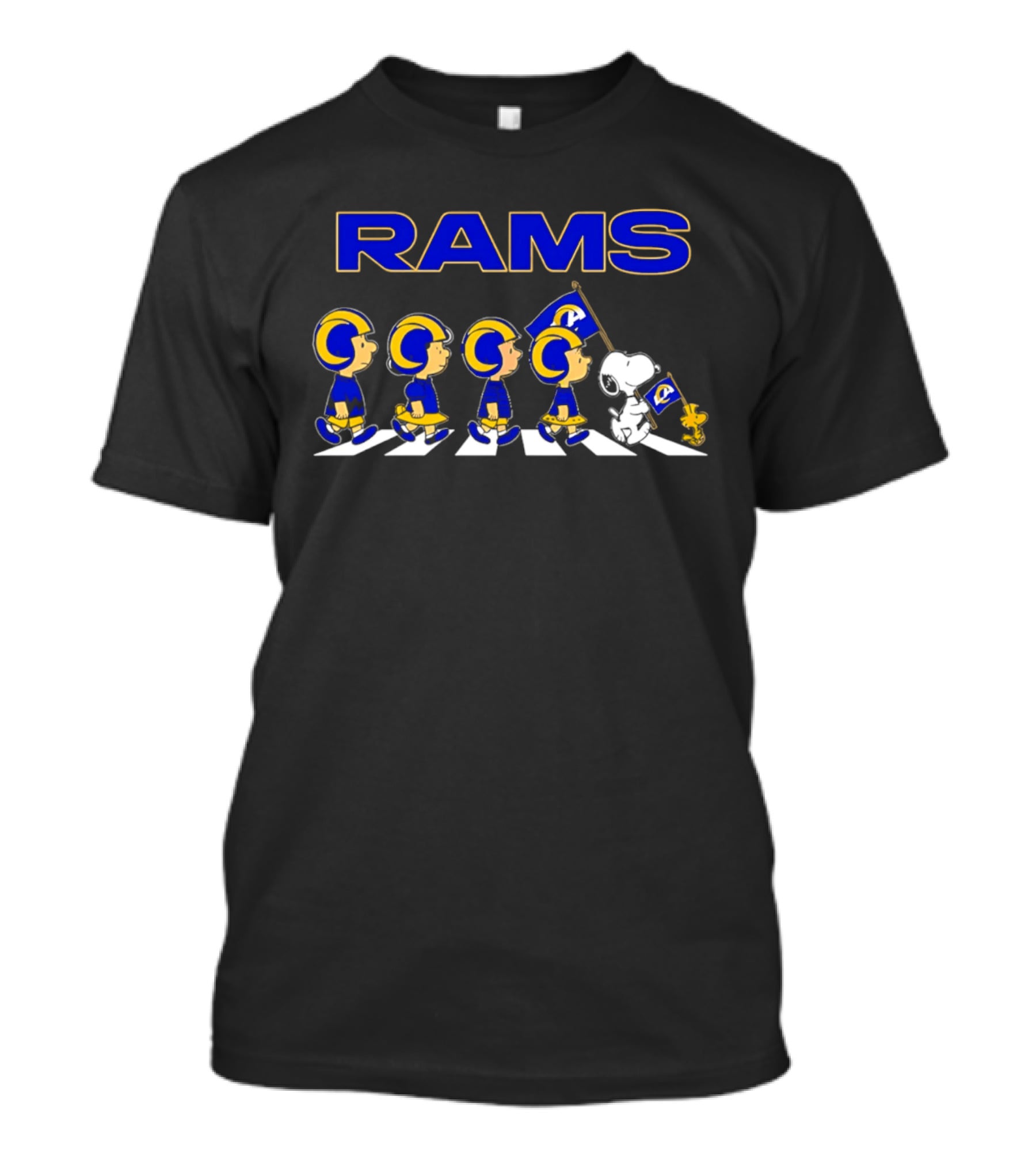 Peanuts Rams Football Flag Cartoon Characters Parade T-Shirt