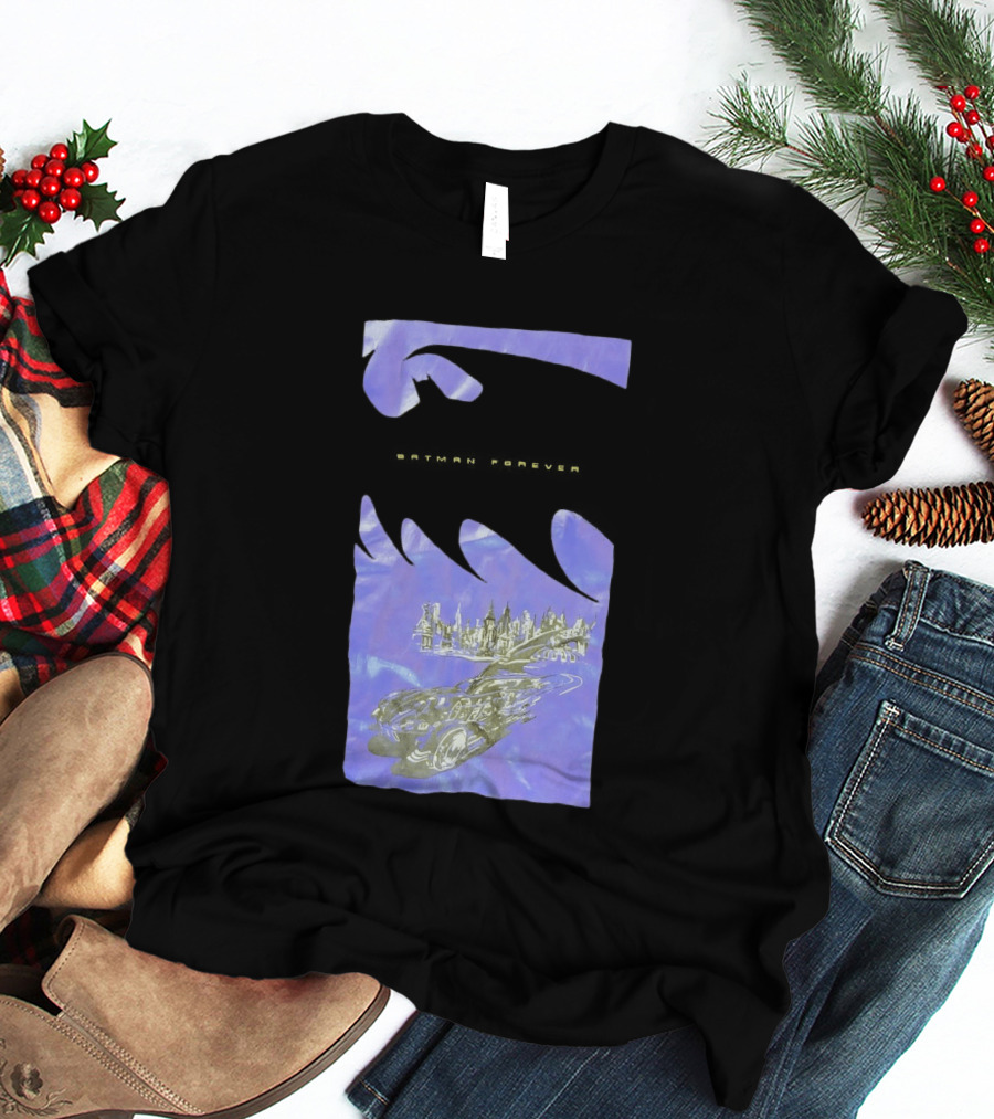 Photos Of A Batman Forever Gotham City Skyline Batmobile T-Shirt