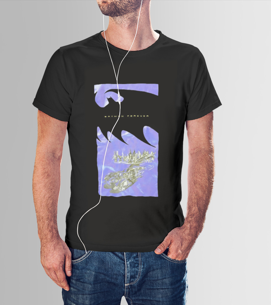 Photos Of A Batman Forever Gotham City Skyline Batmobile T-Shirt