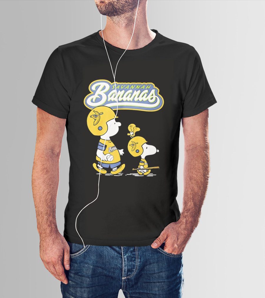 Savannah Bananas Snoopy Peanuts Baseball Player Helmet Bat T-Shirt