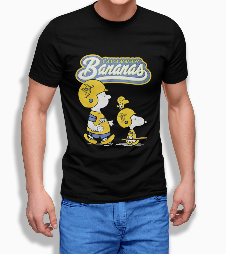 Savannah Bananas Snoopy Peanuts Baseball Player Helmet Bat T-Shirt