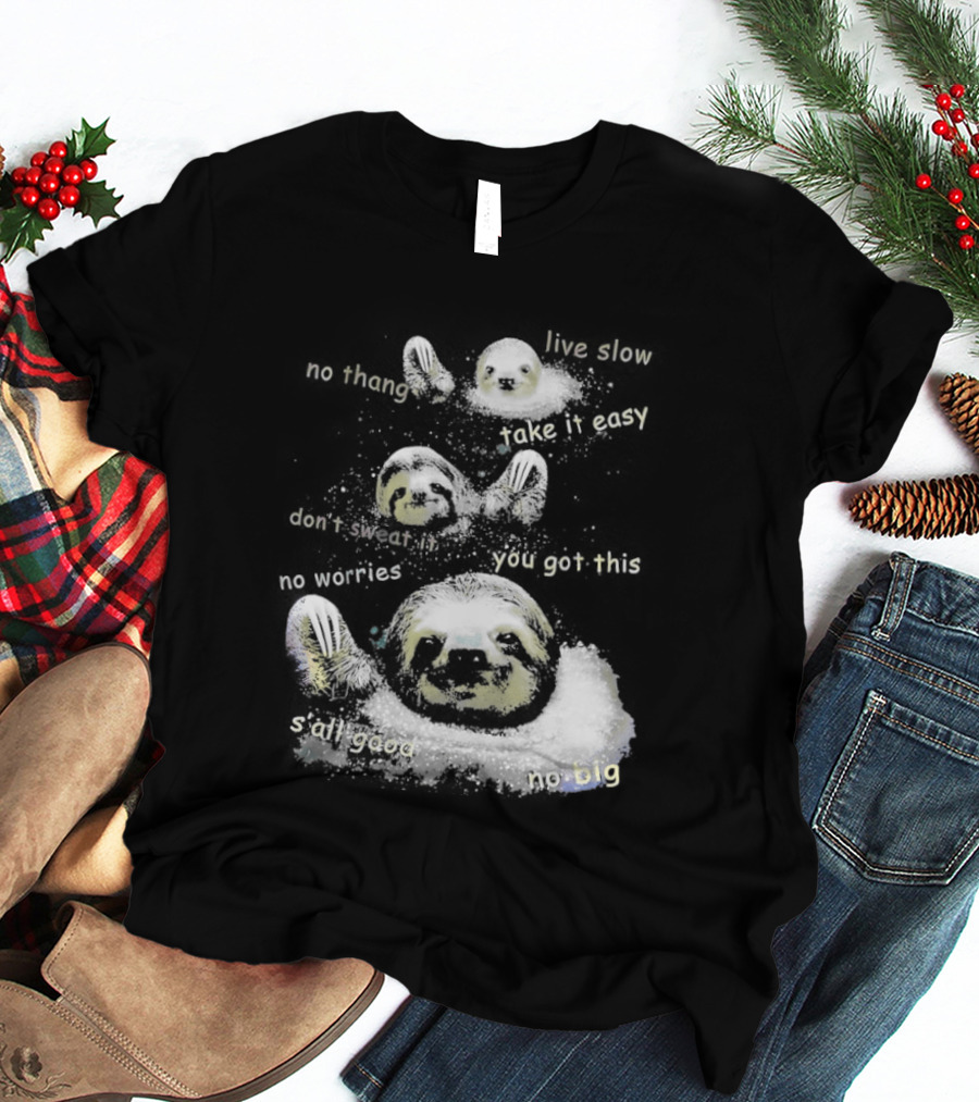 Sloth No Thang Live Slow Take It Easy Don’t Sweat It You Got This No Worries T-Shirt