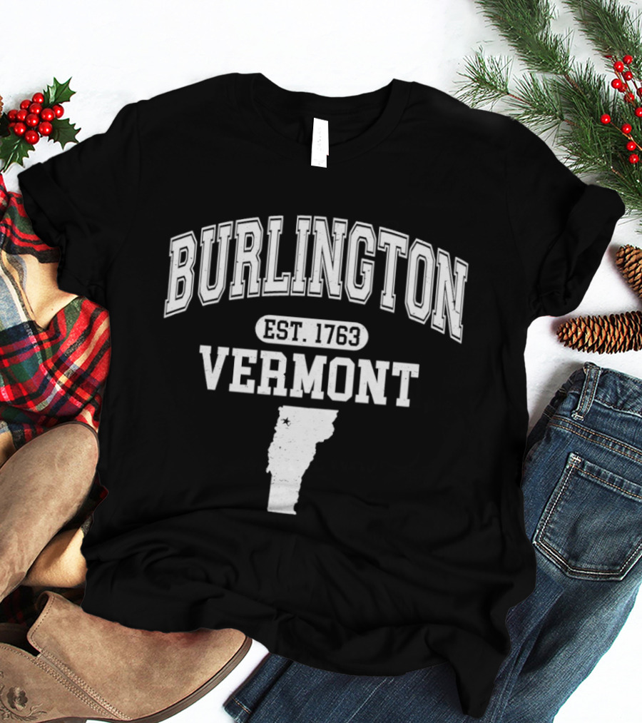Burlington Vermont Est 1763 Map T-Shirt