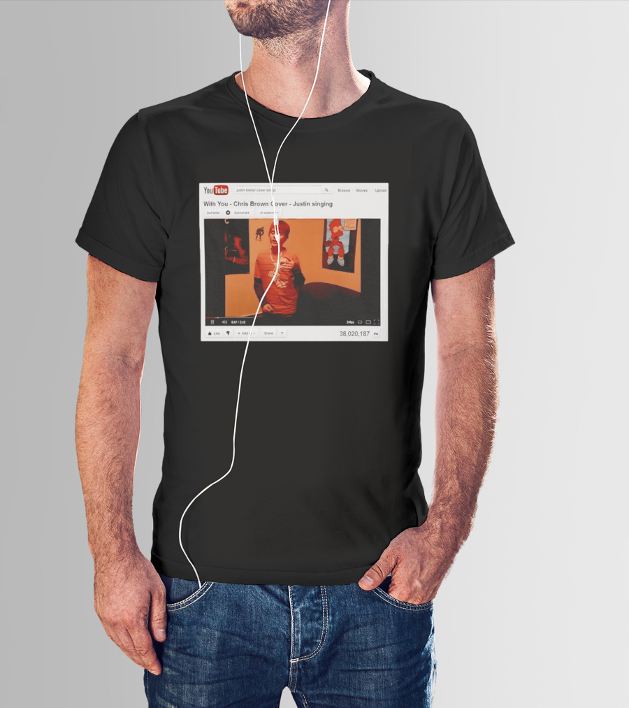 Justin Bieber Singing Chris Brown Cover YouTube Screenshot 38 Million Views T-Shirt