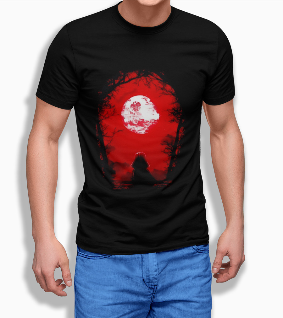 Darth Vader Blood Moon Dark Side Negative Forest Scene T-Shirt
