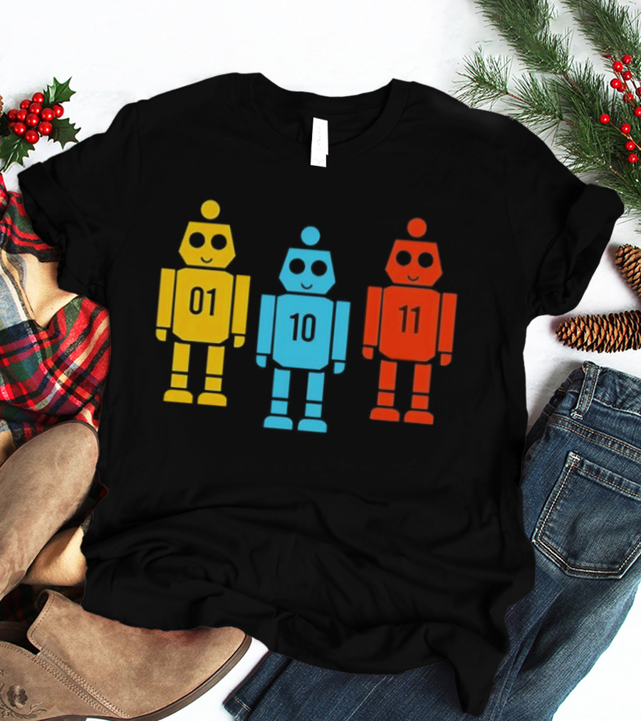 Robot 01 10 11 Trio Colorful Robot T-Shirt